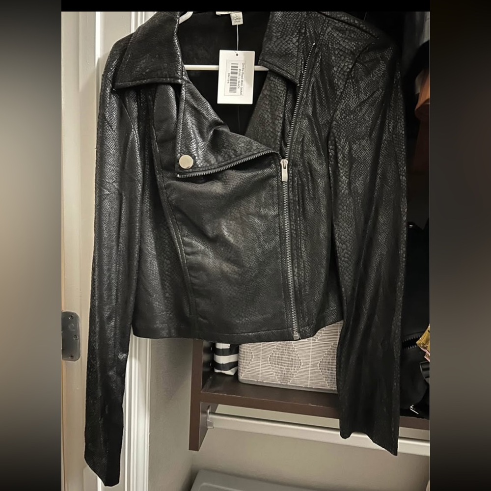 She + Sky Moto Black Leather Jacket
